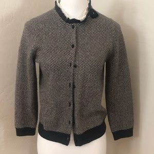 J Crew wool/cashmere cardigan gray and black